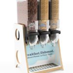 classic cereal station - 3 dispenser wide with branding.